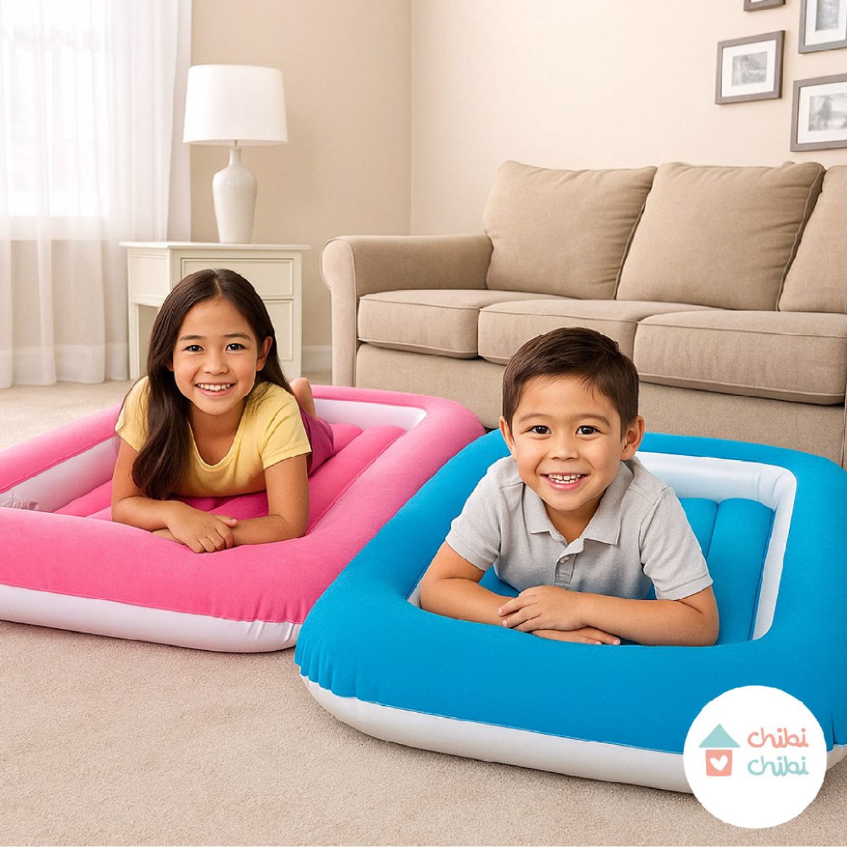 CHIBI CHIBI - Cama Inflable hotel para niños - Rosa