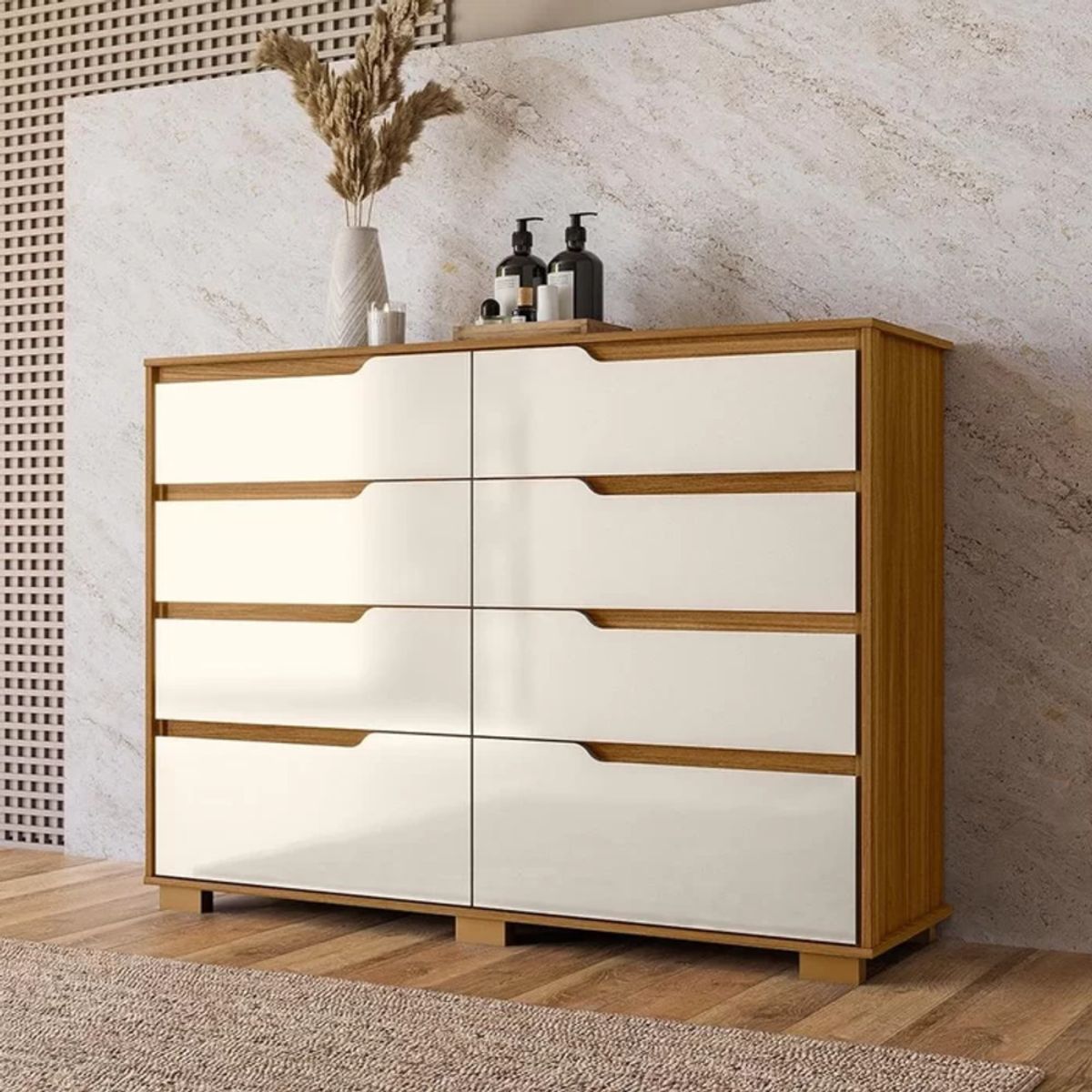 GENERICO - Cómoda Moderna Silk Marrón y Blanco R&R MUEBLES