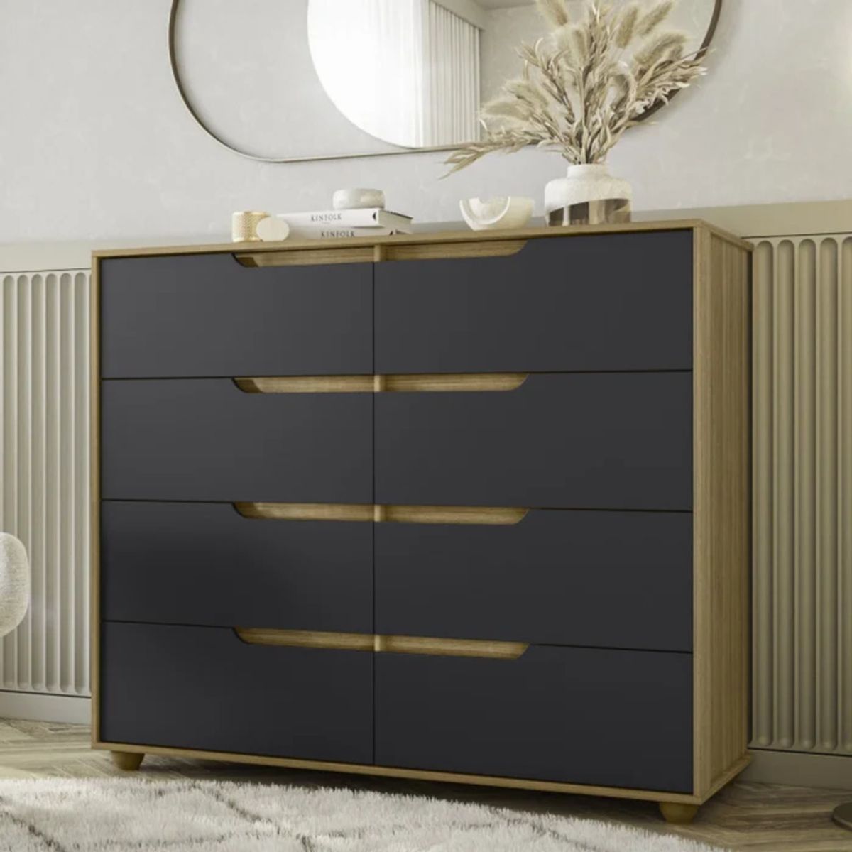 GENERICO - Cómoda Moderna Yuke Marrón y Negro R&R MUEBLES