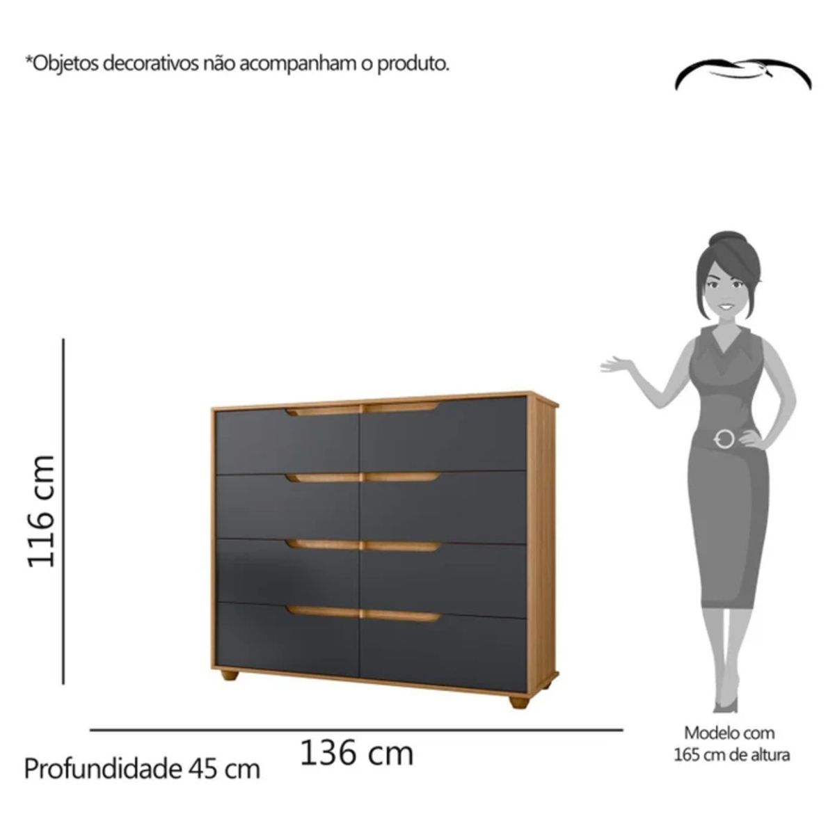 GENERICO - Cómoda Moderna Yuke Marrón y Negro R&R MUEBLES