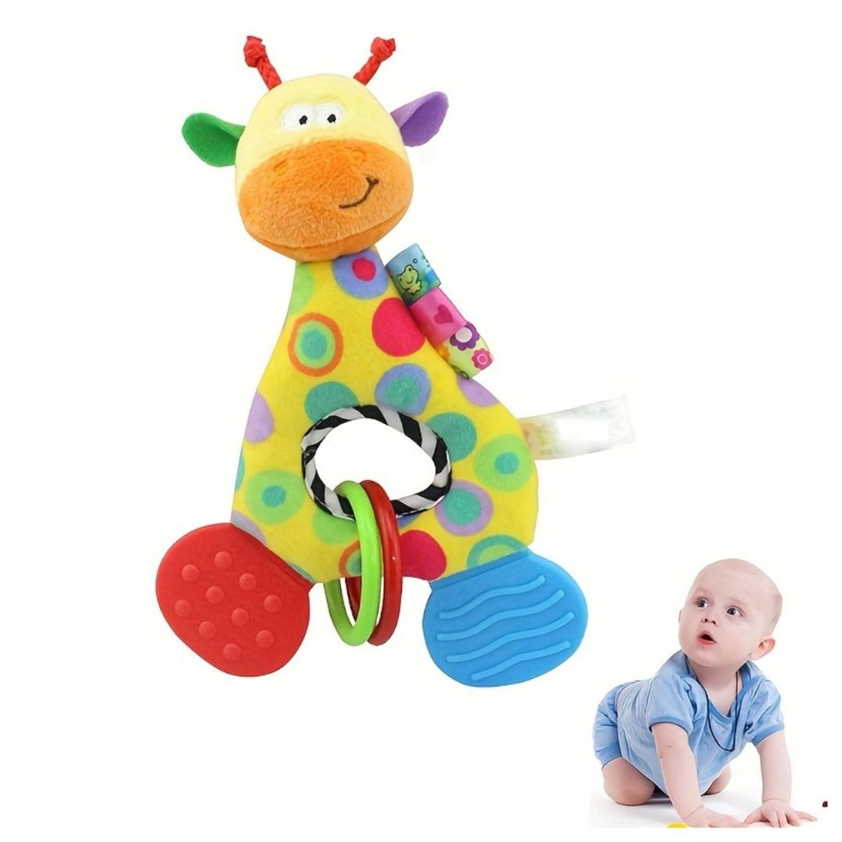 GENERICO - Juguete Sensorial Aro Sonajero Jirafa Colorida