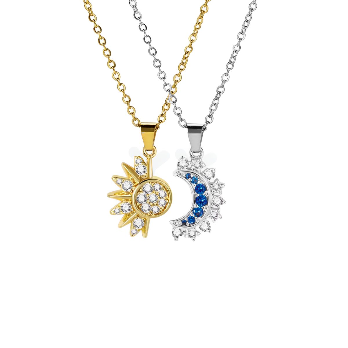 GENERICO - Collar Novios Parejas Sol Luna Regalo San Valentín Acero