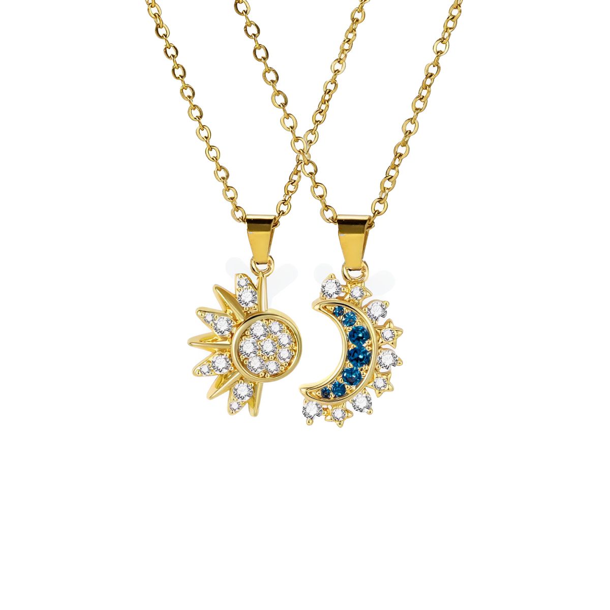 GENERICO - Collar Mamá E Hija Familia Sol Luna Joya Regalo Acero Dorado