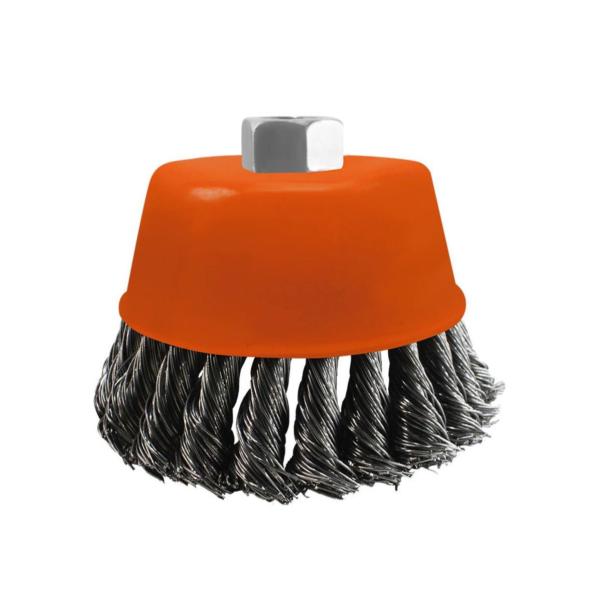 KAMASA - Escobilla de Copa 4″ Acero Ondulado Rosca M14