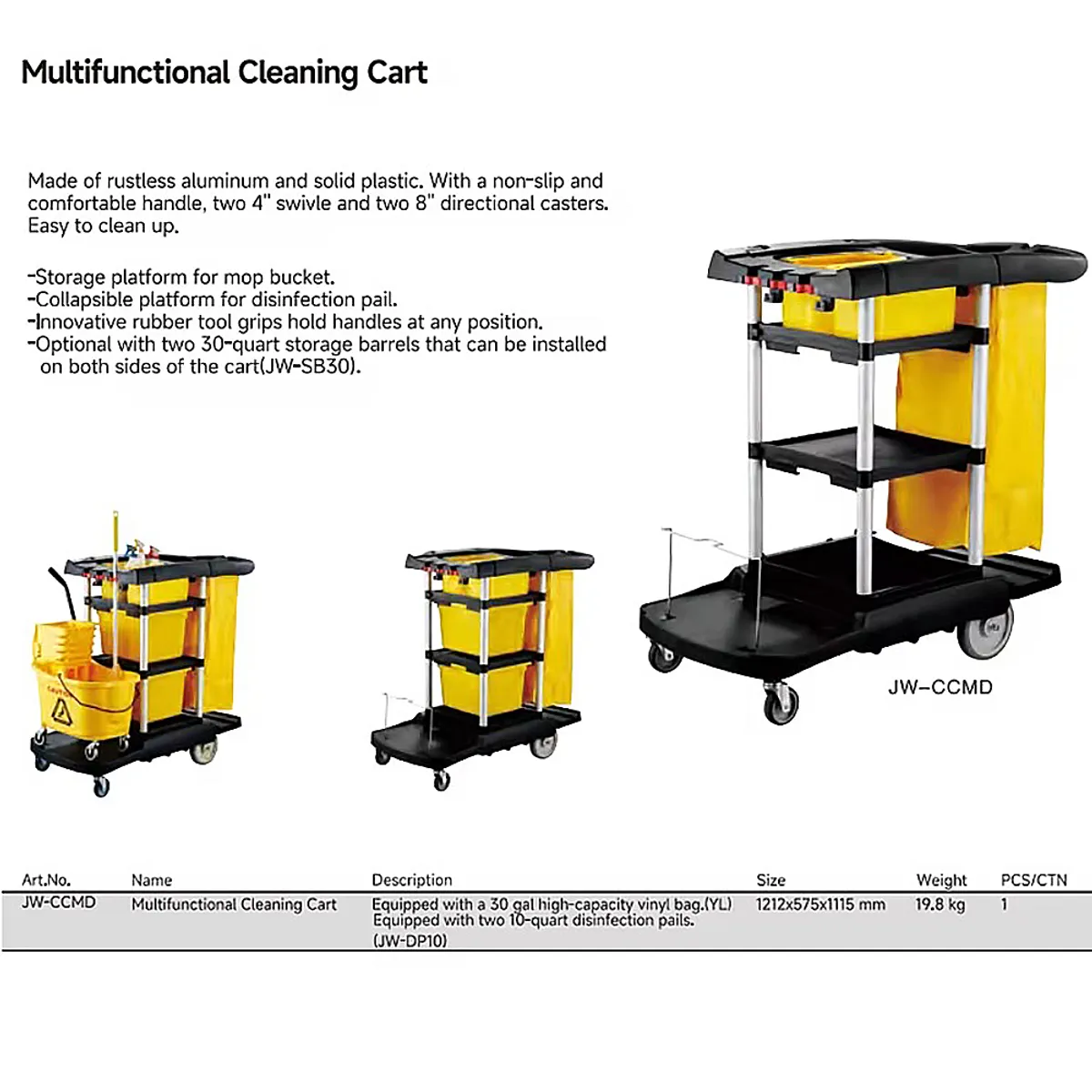 FRITECSA - Carro De Limpieza Multifuncional con bolsa negra