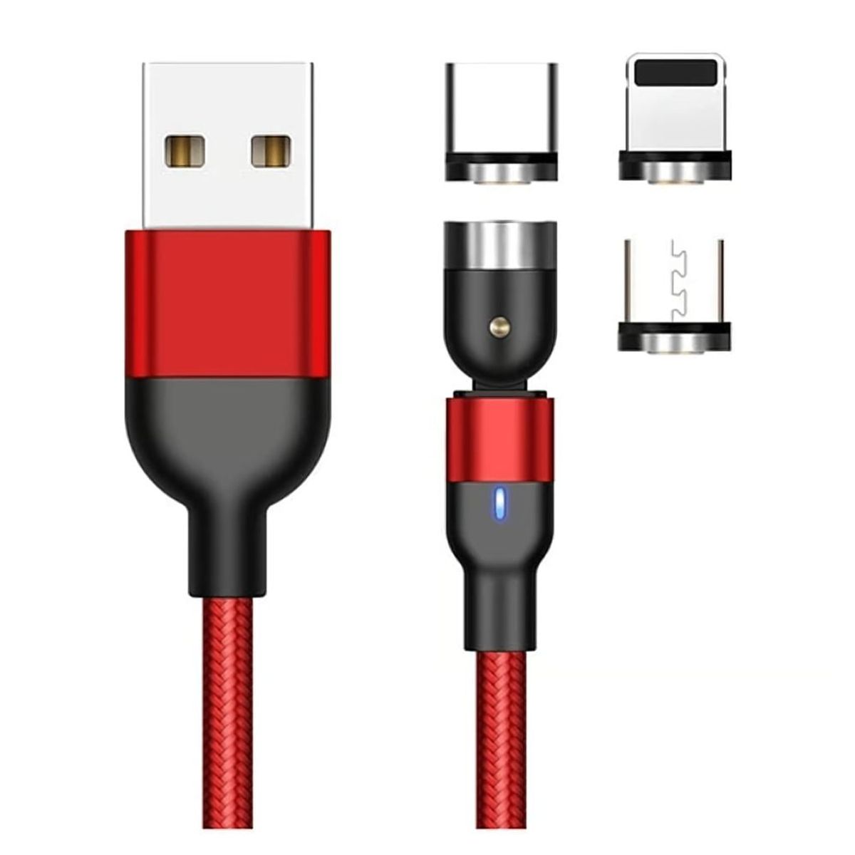 GENERICO - Cable Usb Magnético 3en1 Carga Rápida Giratorio 360°