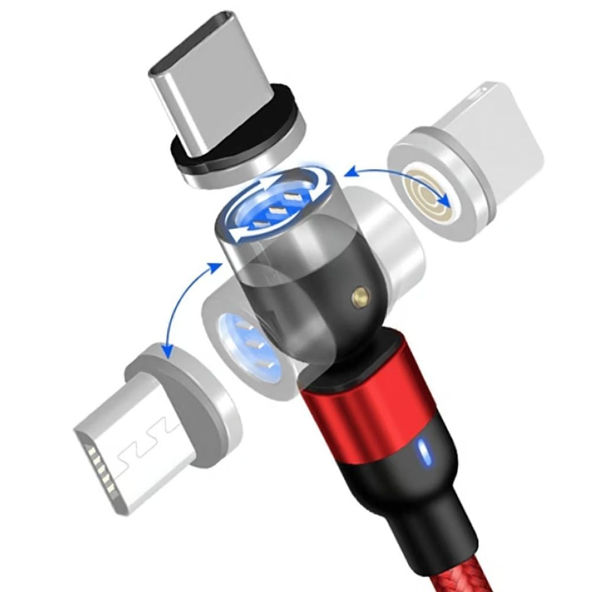 GENERICO - Cable Usb Magnético 3en1 Carga Rápida Giratorio 360°