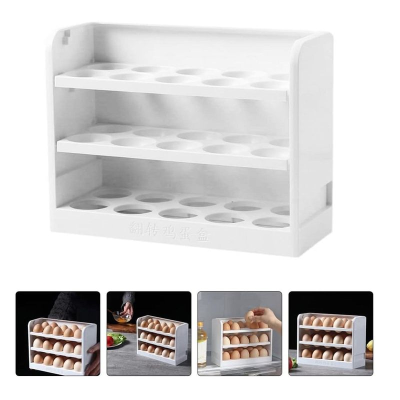 GENERICO - Porta huevos 3 niveles organizador de 30 huevos