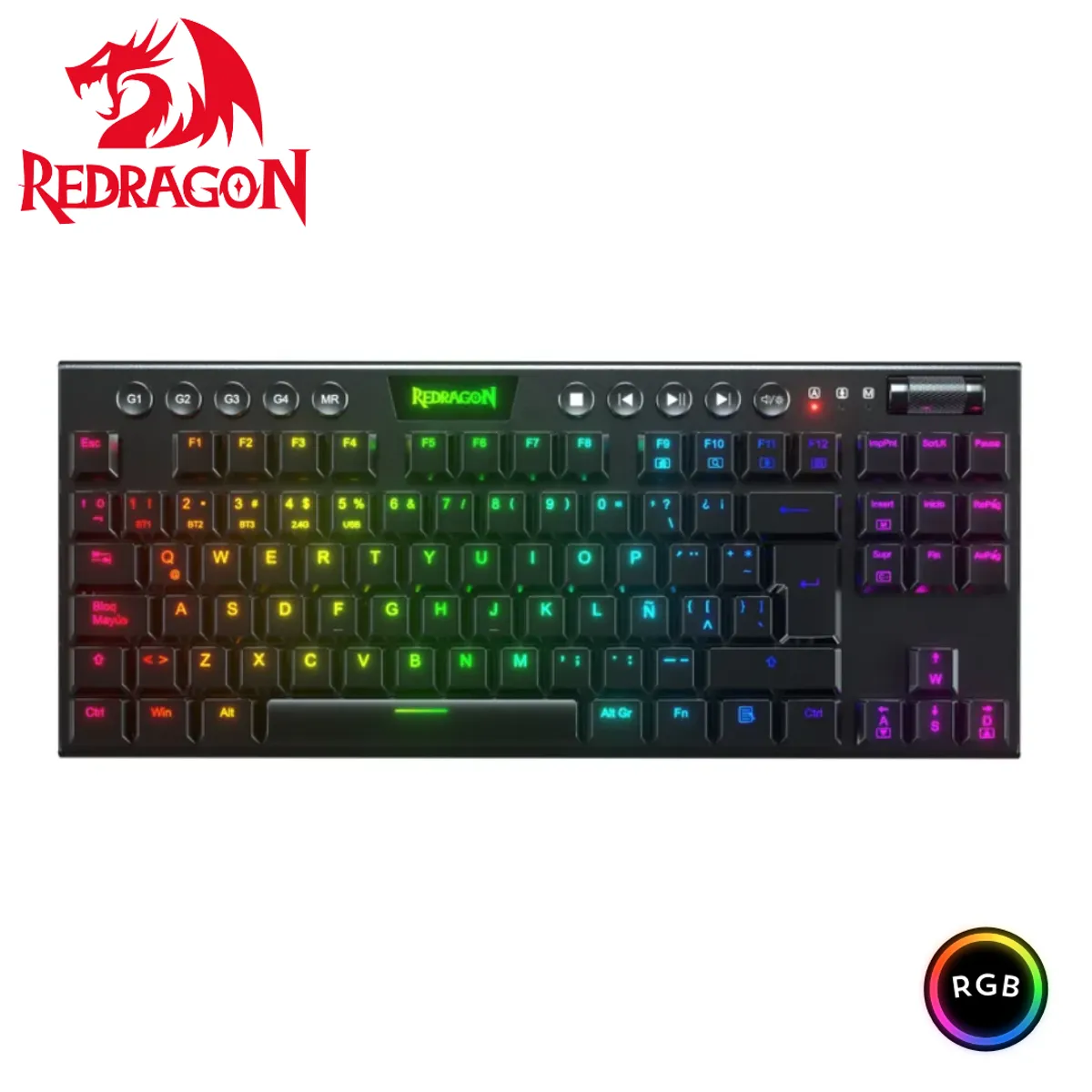 REDRAGON - Teclado Redragon HORUS TKL Wireless Spanish K621-RGB-SP RED SWITCH