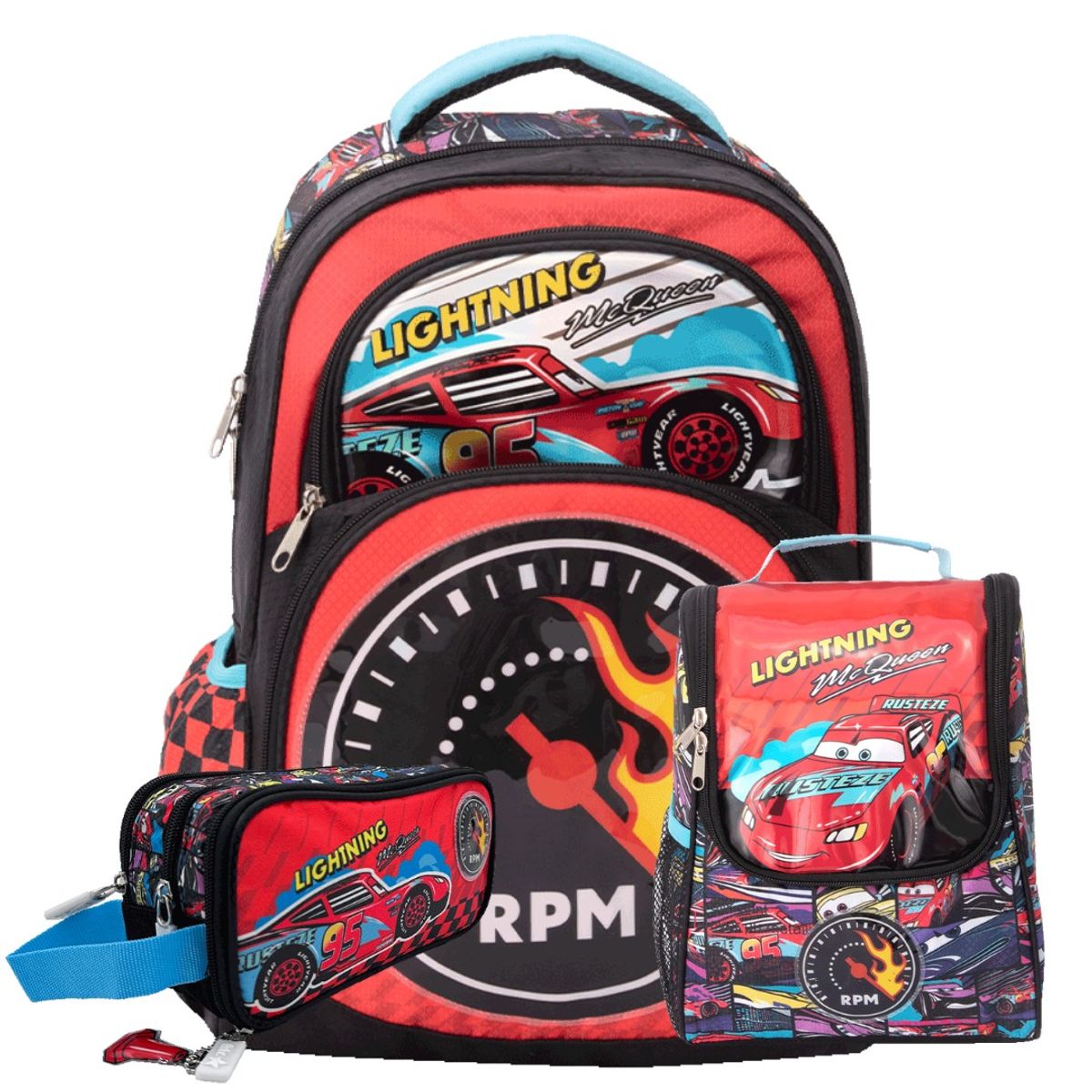 DISNEY - PACK DE MOCHILA  LONCHERA Y CARTUCHERA CARS