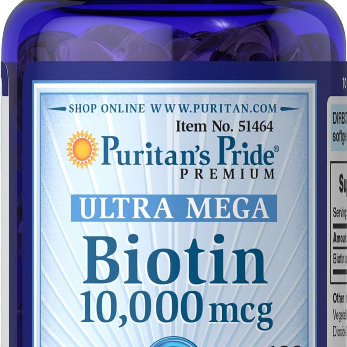 PURITANS PRIDE - Puritan's Pride - Biotina 10,000 mcg 100 cápsulas de liberación rápida