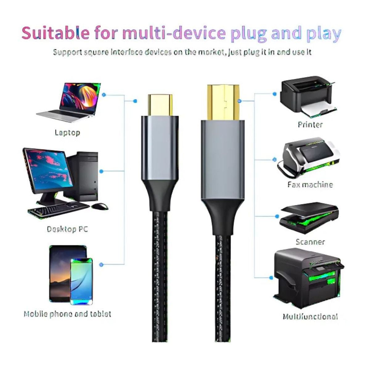 XO SIMPLE IS BEAUTY - Cable de Impresora XO-GB010B TIPO-C A USB-B 15M NEGRO