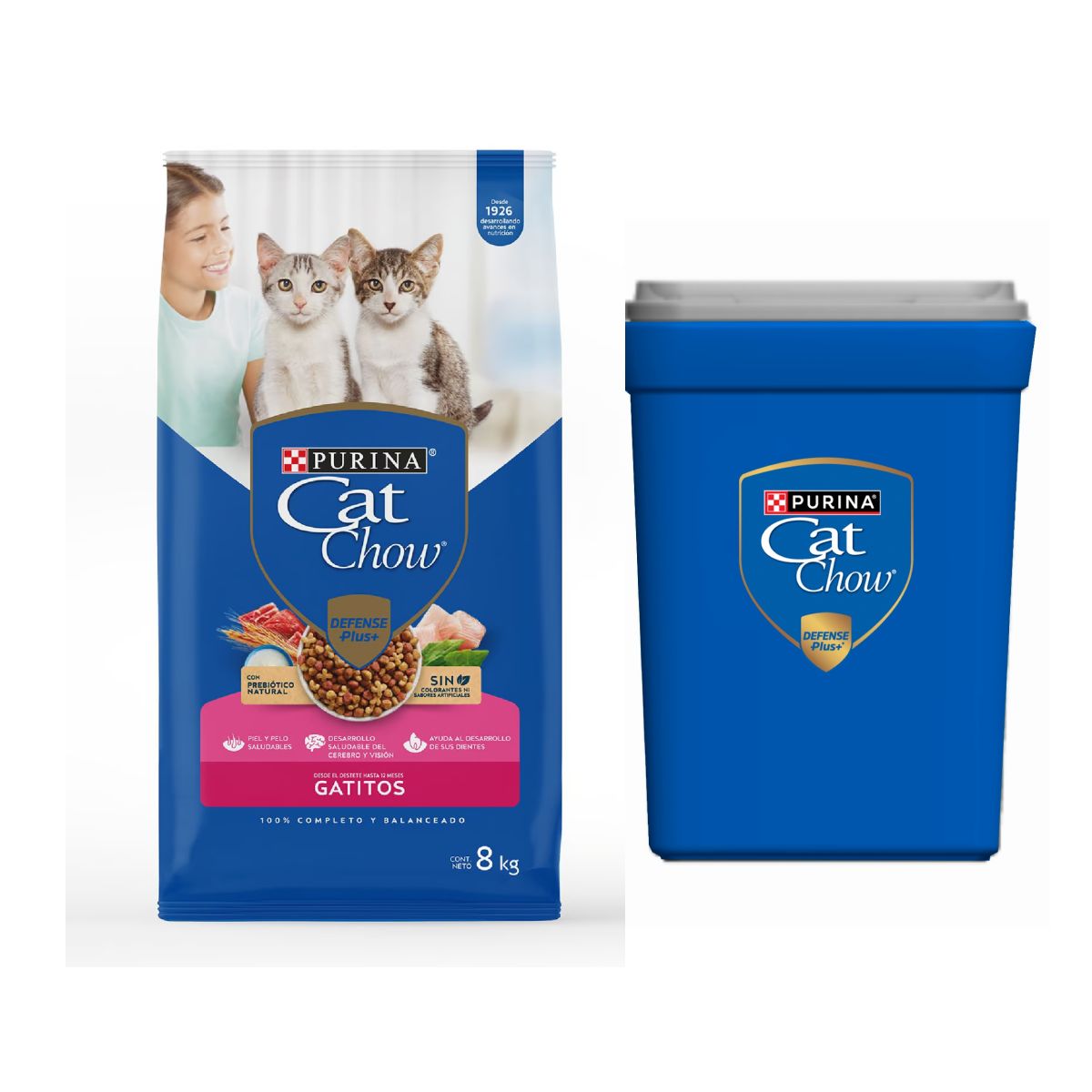CAT CHOW - COMIDA PARA GATO CAT CHOW GATITOS 8KG + contenedor