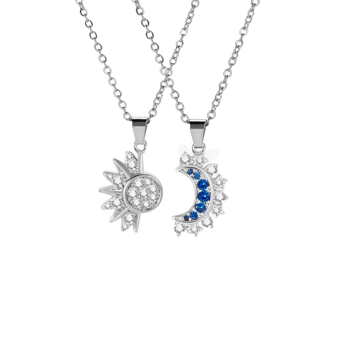 GENERICO - Collar Mamá E Hija Familia Sol Luna Joya Acero Plateado