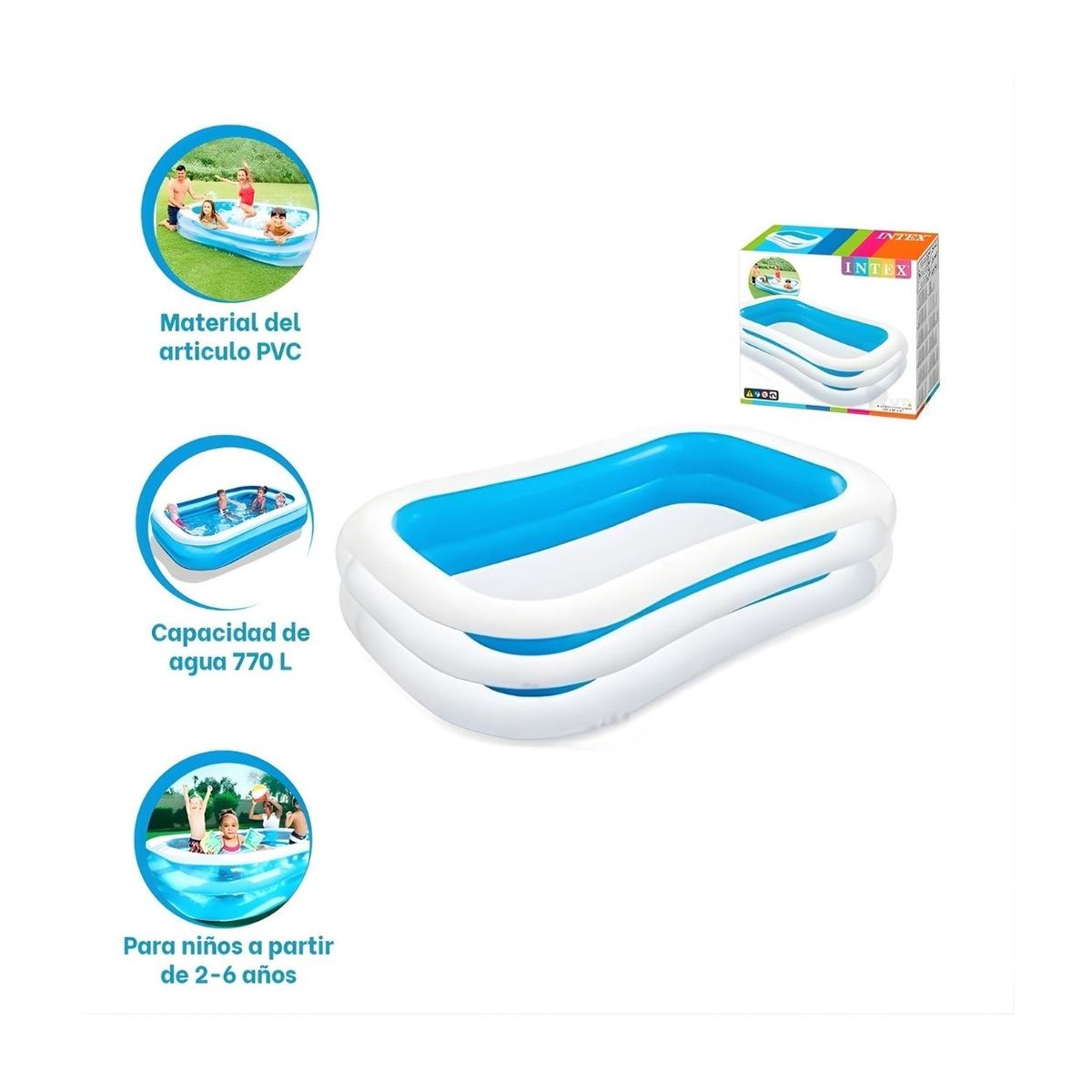 GENERICO - Piscina Rectangular Inflable Familiar Oasis de Diversión