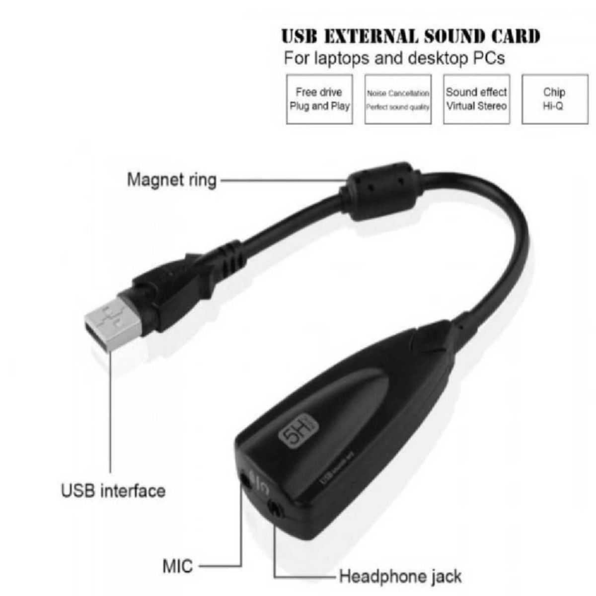 GENERICO - Tarjeta de sonido USB 2.0 Steel Sound 7.1 5hv2