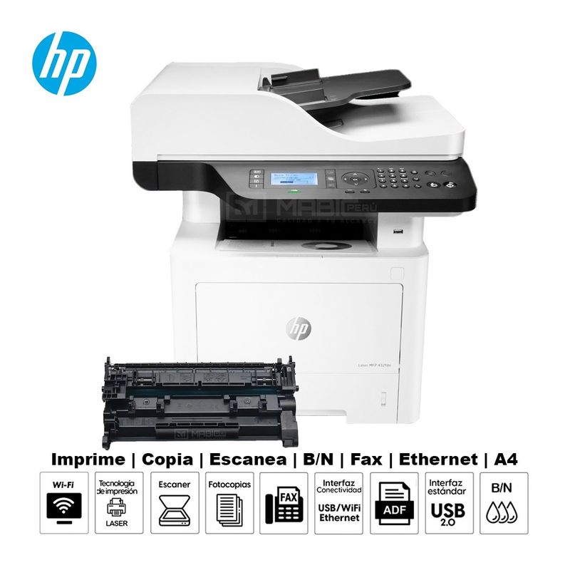 HP - Impresora Hp Laser 432fdn Duplex WIFI Red ADF FAX