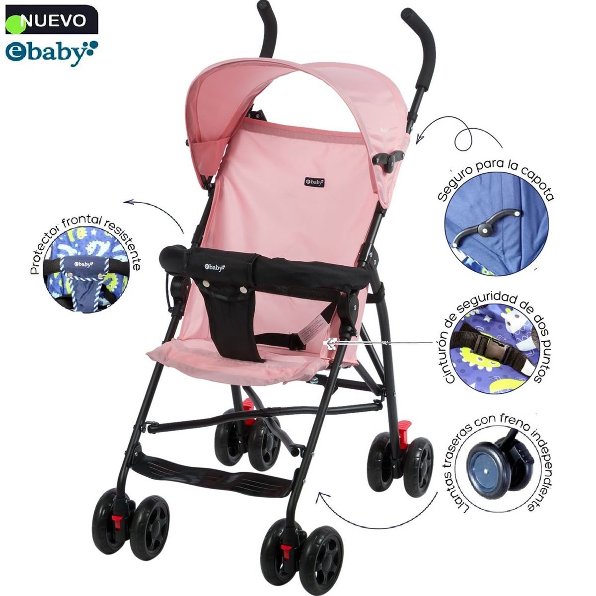 EBABY - Ebaby coche Bastón Blum  Rosado