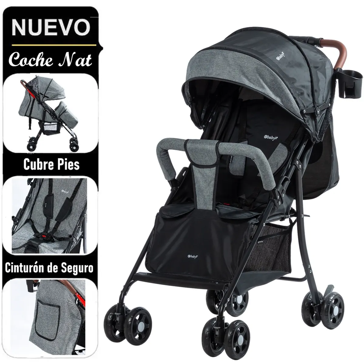 EBABY - Coche de Paseo Nat Negro