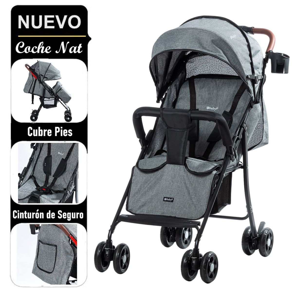 EBABY - Coche de Paseo Nat Gris