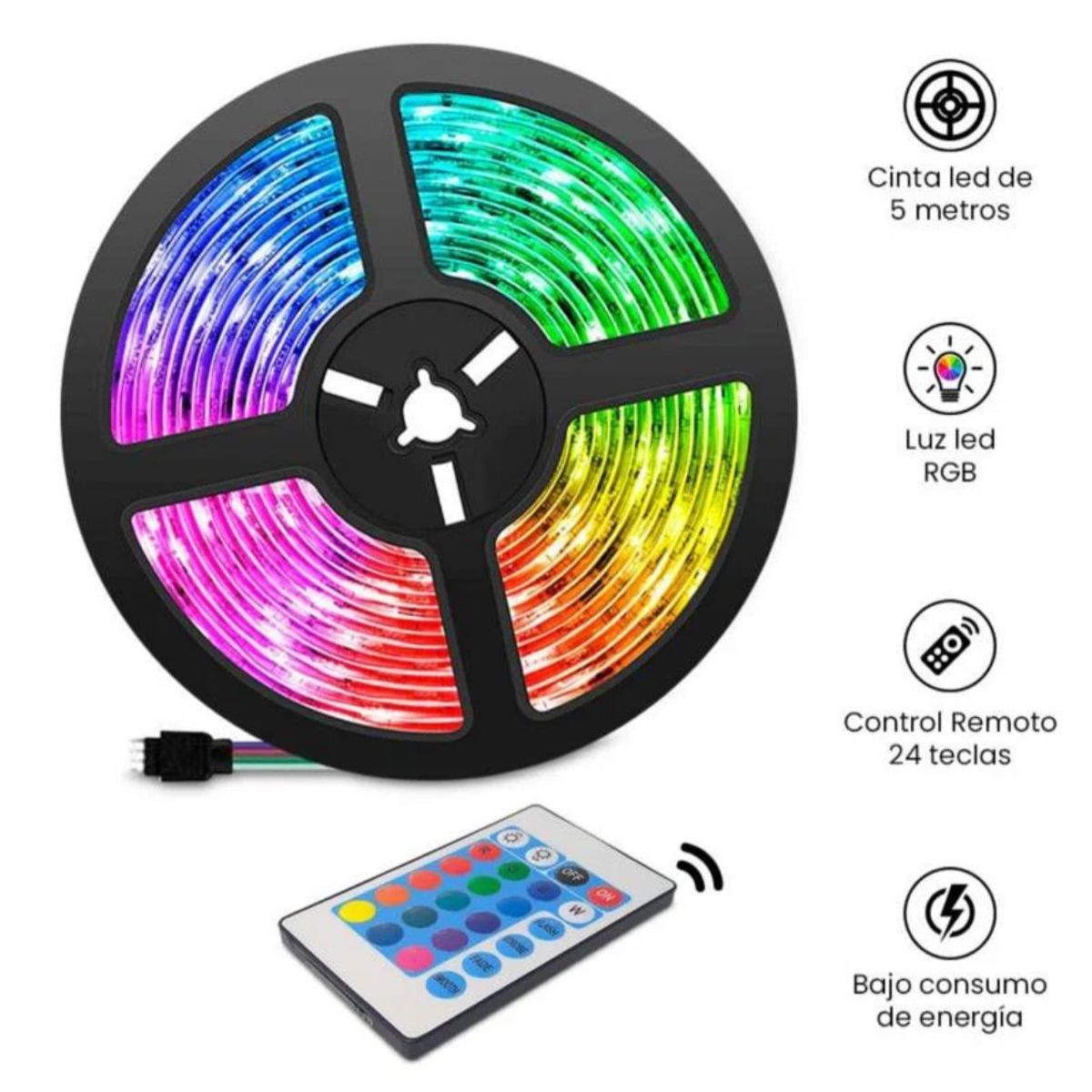 OEM - Rollo Cinta LED x5 metros RGB con Control