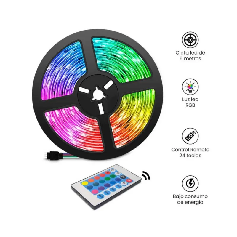 OEM - Rollo Cinta LED x5 metros RGB con Control