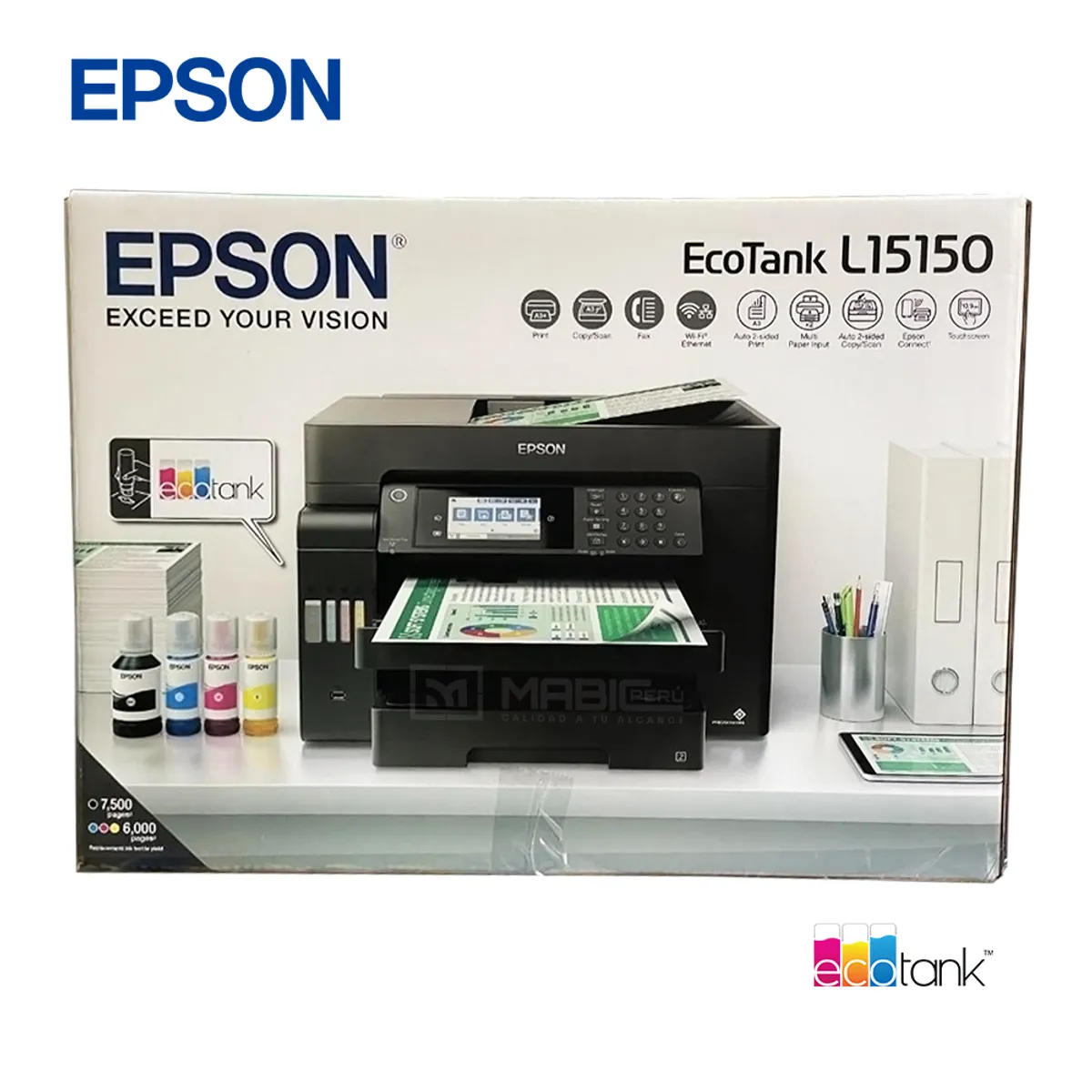 EPSON - Impresora Multifuncional Epson L15150 A3 Duplex WIFI Red ADF FAX