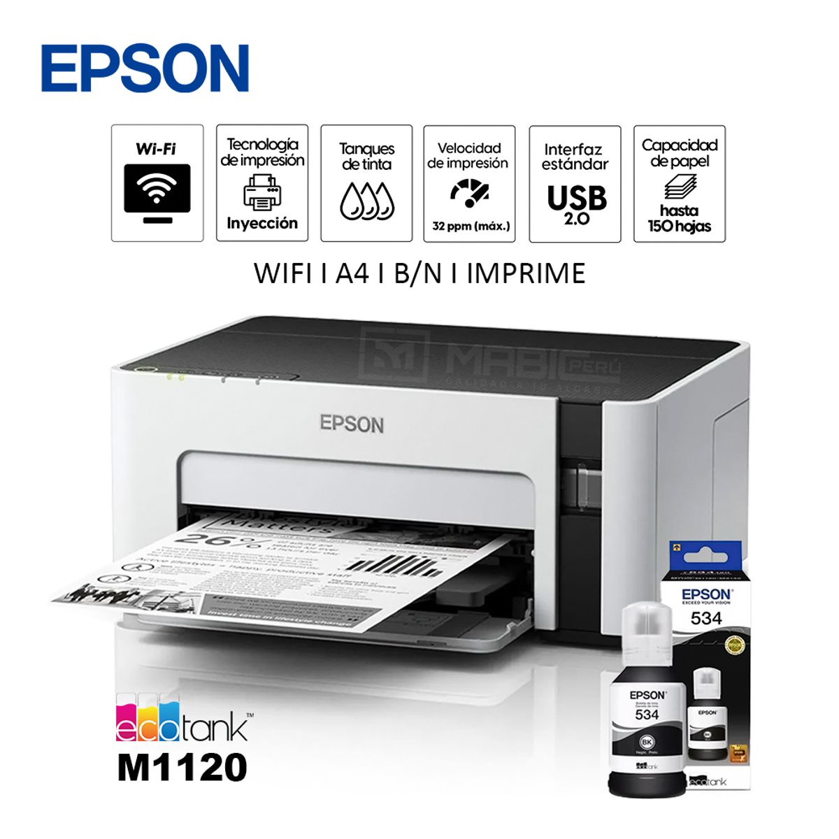 EPSON - Impresora Monocromatica Epson M1120 WIFI USB