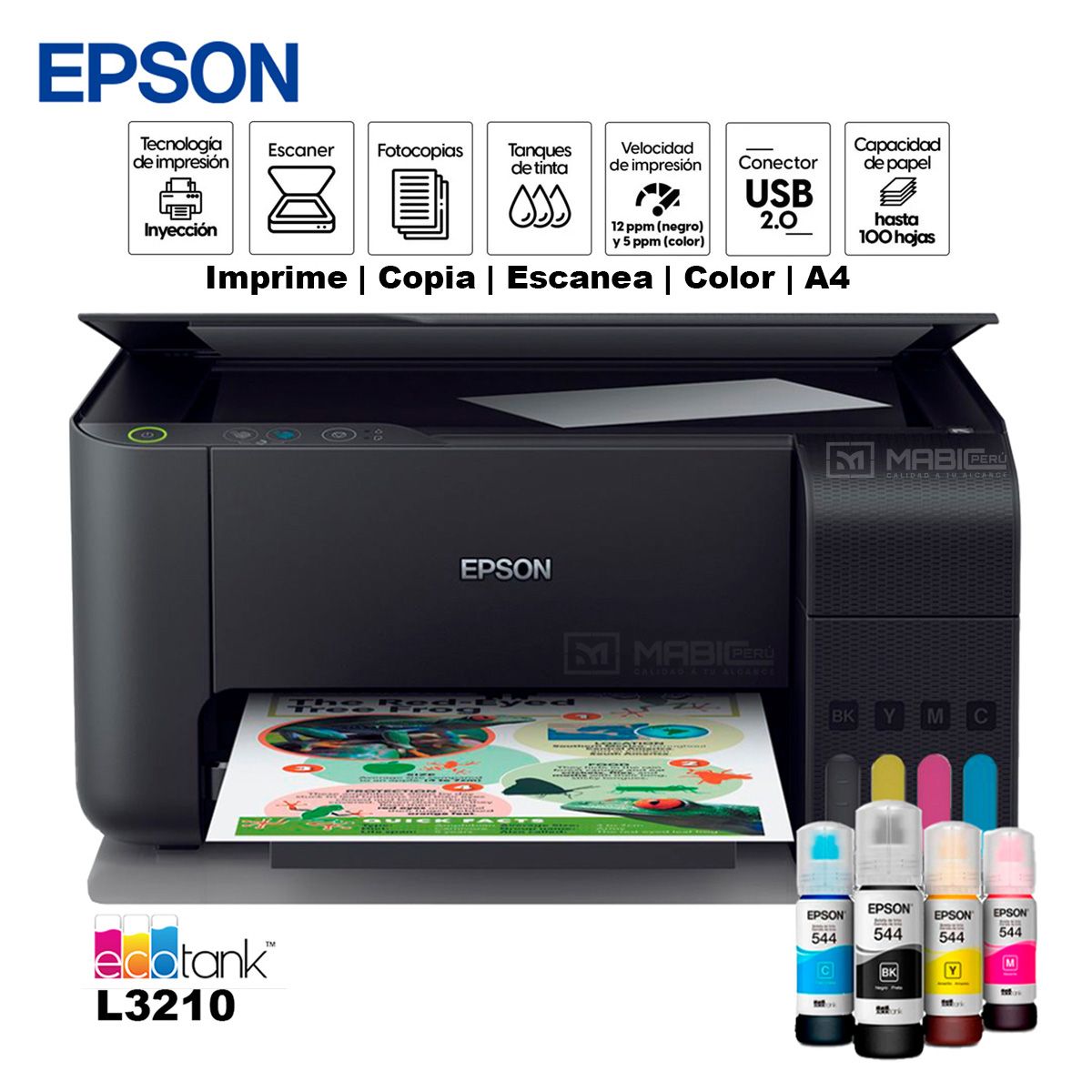 EPSON - Impresora Multifuncional Epson L3210 USB 20