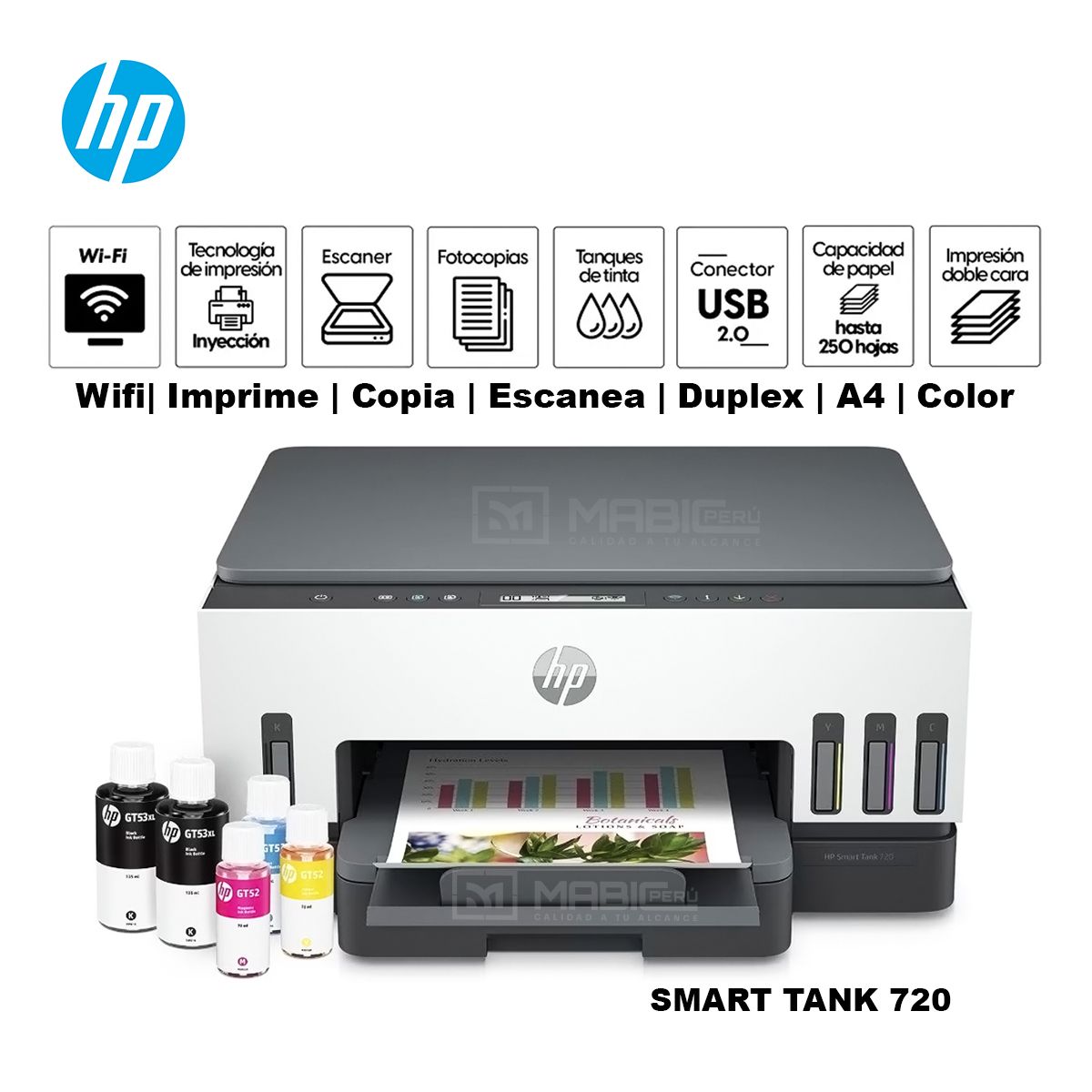 HP - Impresora Multifuncional Hp Smart Tank 720 WIFI Duplex