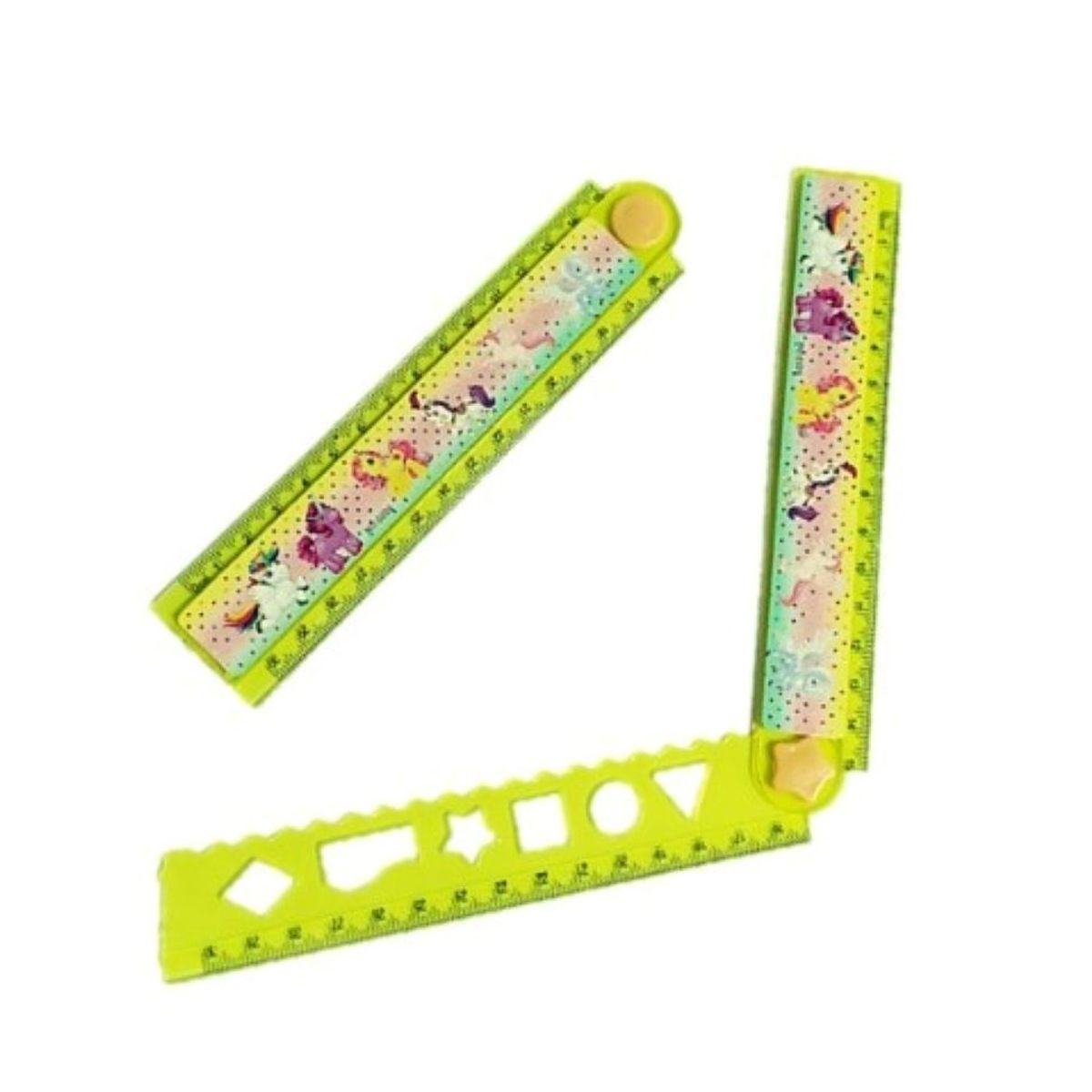 GENERICO - REGLA EXPANDIBLE KAWAI 30 CM DISEÑO UNICORNIO - AMARILLO