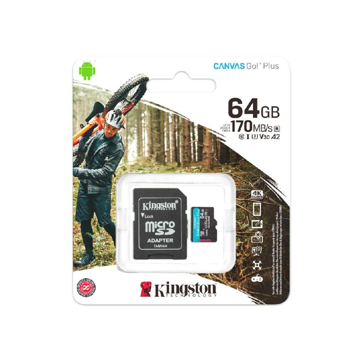 KINGSTON - MicroSD Kingston Canvas Go Plus 64GB 170MBs