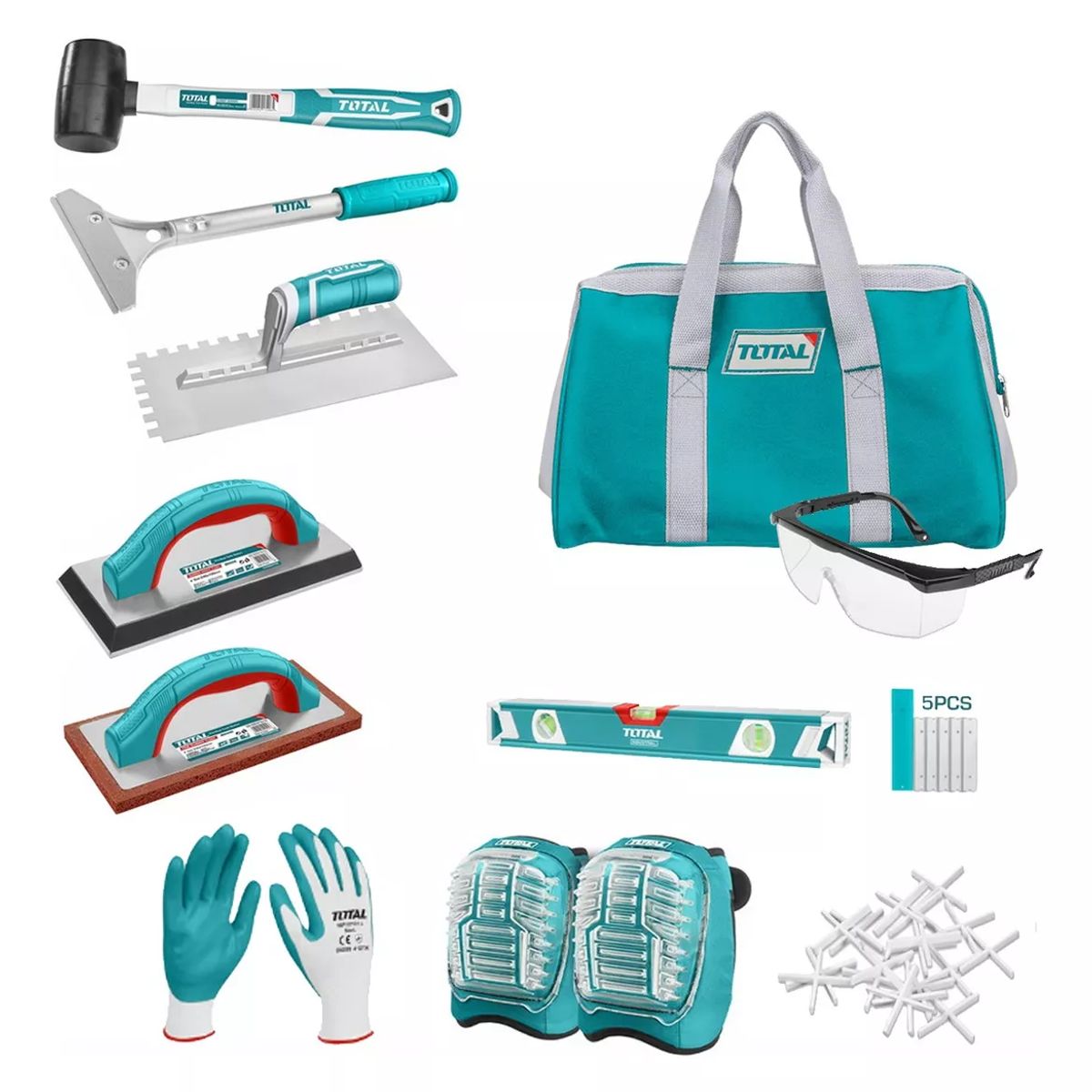 TOTAL TOOLS - SET DE INSTALACIÓN MAYÓLICAS Y AZULEJOS 11PIEZA