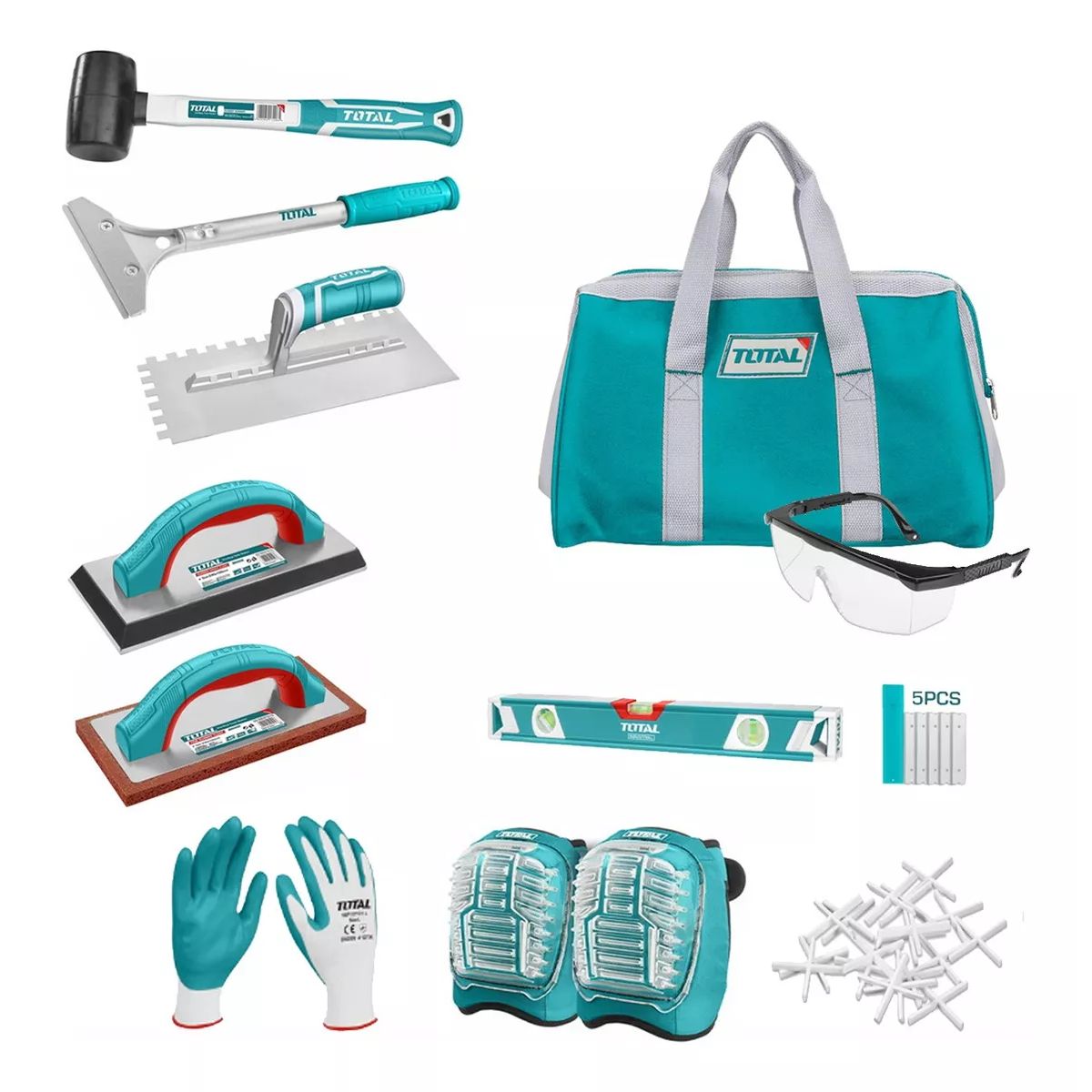 TOTAL TOOLS - SET DE INSTALACIÓN MAYÓLICAS Y AZULEJOS 11PIEZA