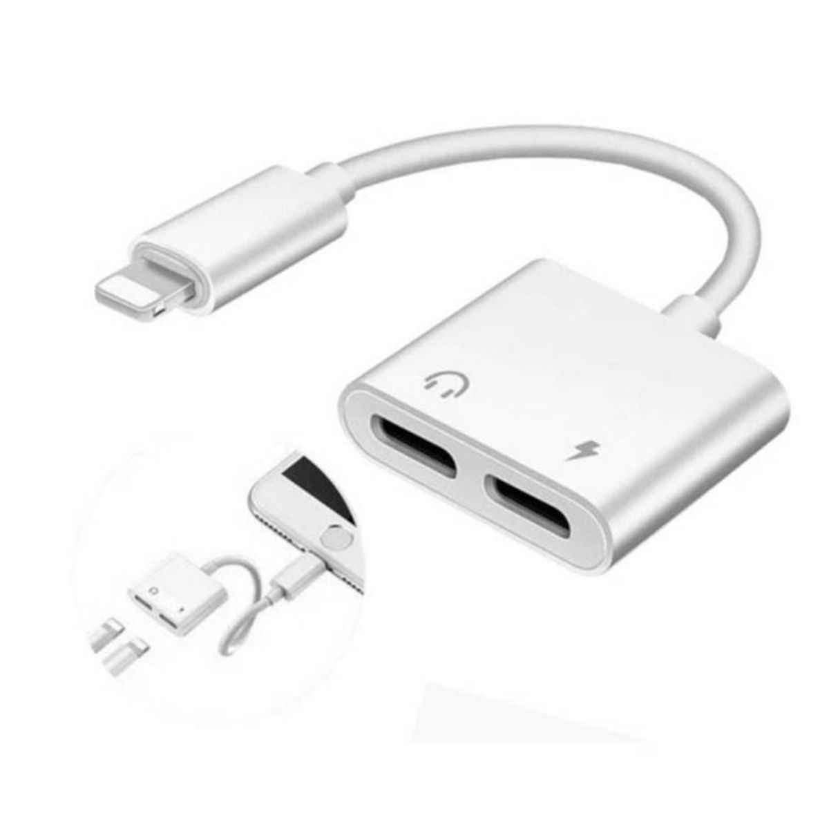 XO ACCESORIOS - Adaptador De Carga Y Audio Dual Lightning XO NBR172A