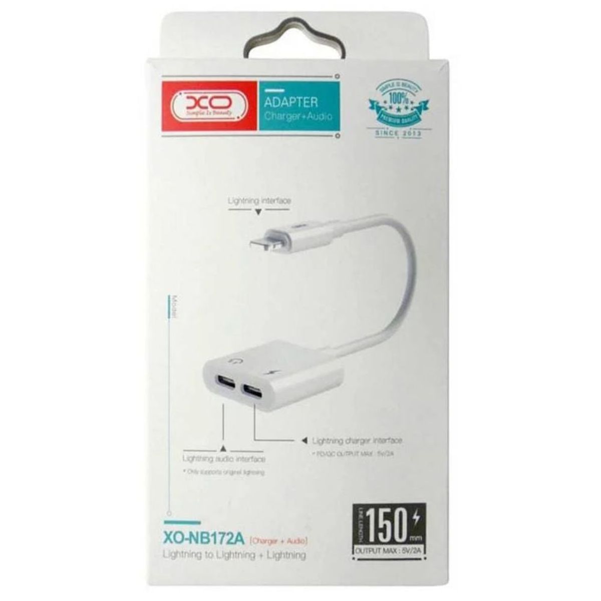 XO ACCESORIOS - Adaptador De Carga Y Audio Dual Lightning XO NBR172A