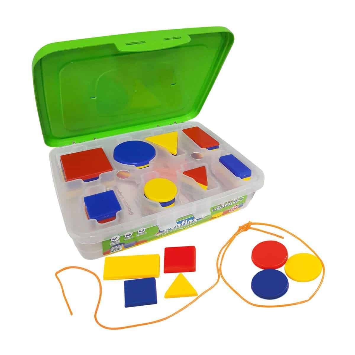 EVAFLEX - Juego Didáctico Evaflex Bloques Lógicos N° 7 Táper X 48 Piezas