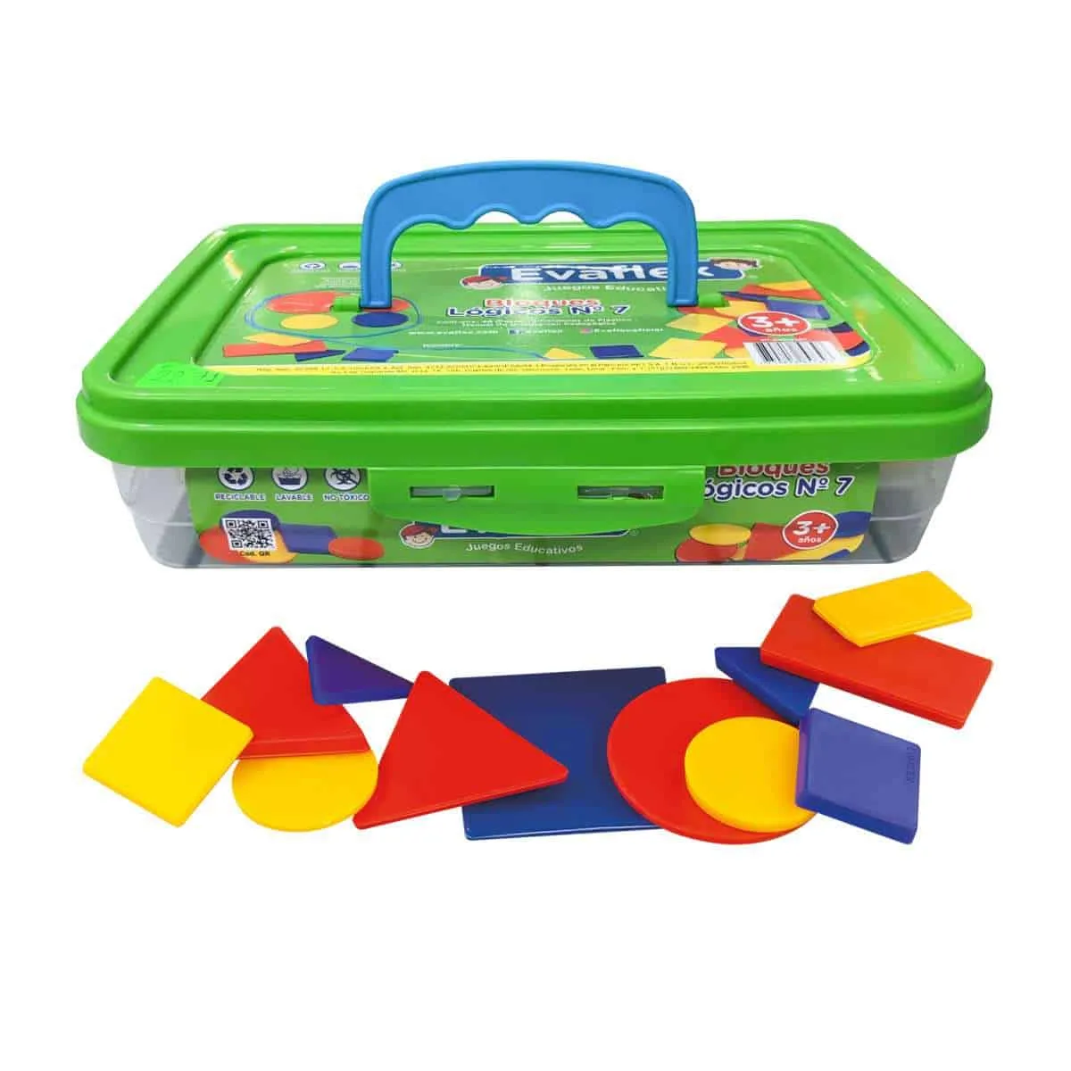 EVAFLEX - Juego Didáctico Evaflex Bloques Lógicos N° 7 Táper X 48 Piezas