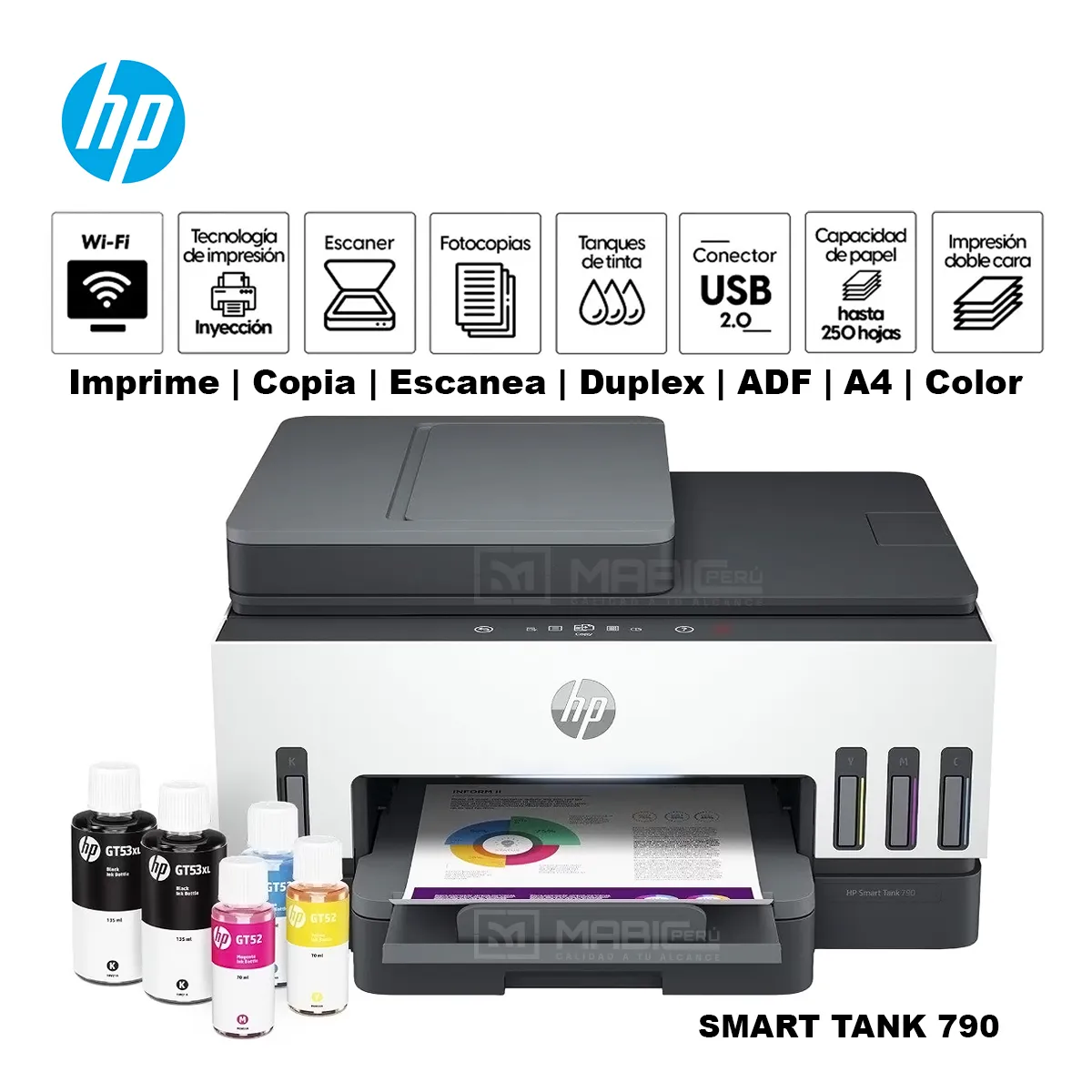 HP - Impresora Multifuncional Hp Smart Tank 790 Duplex WIFI ADF Red