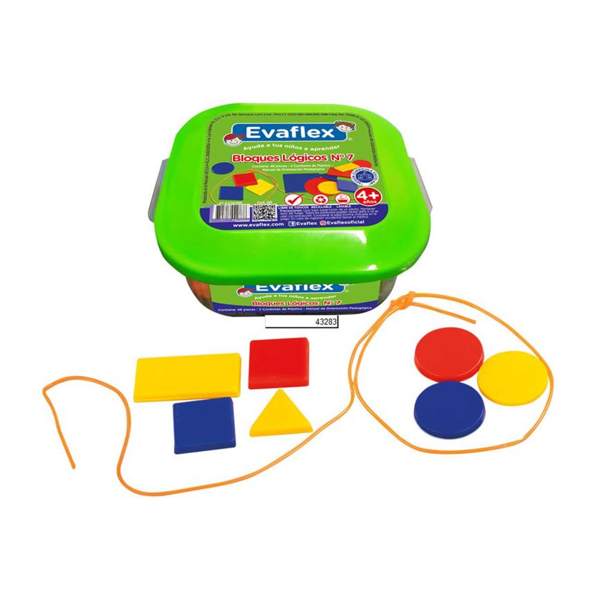 EVAFLEX - Juego Didáctico Evaflex Bloques Lógicos N°7 48 Piezas