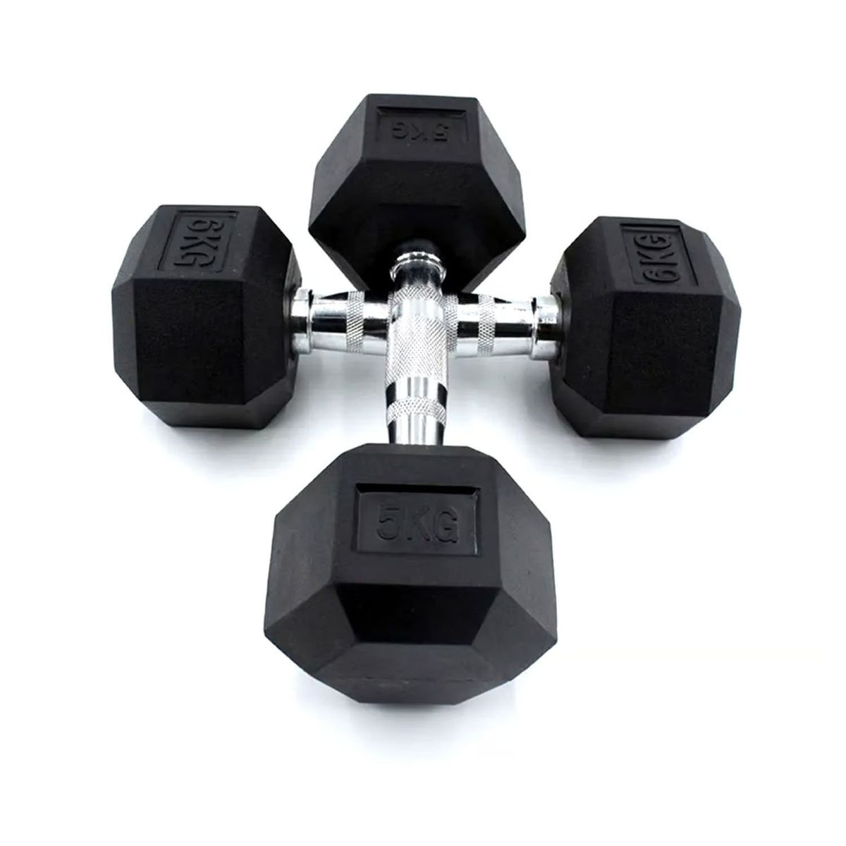 GENERICO - Set De Pesas Mancuernas Hexagonal Metal Cromado X2 5Kg