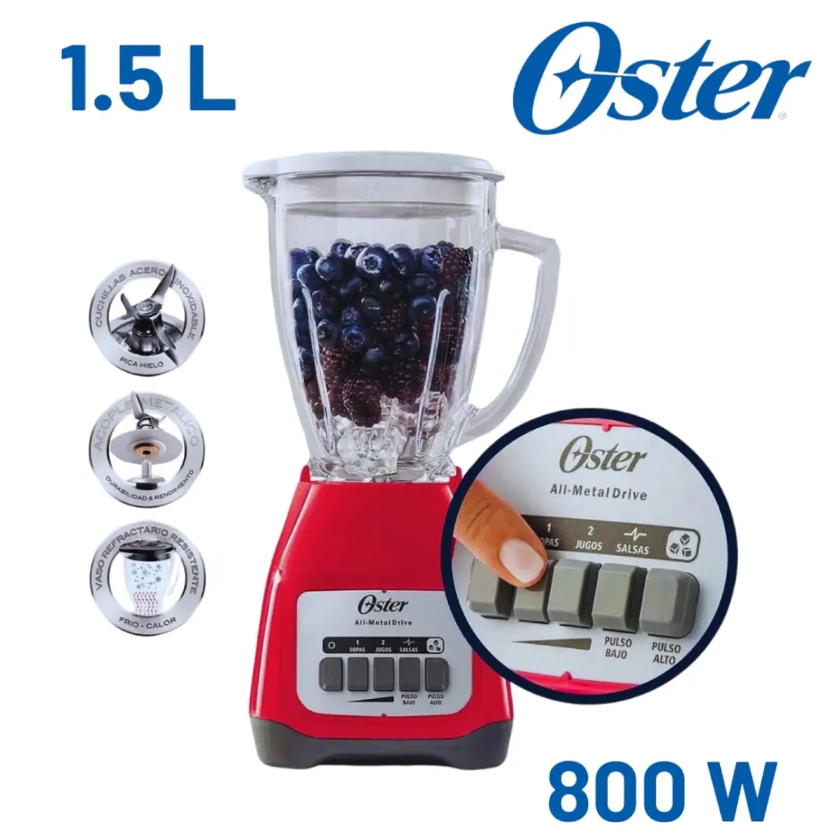 OSTER - Licuadora Oster® 2 velocidades más pulso y vaso de vidrio BLSTKAGMPB