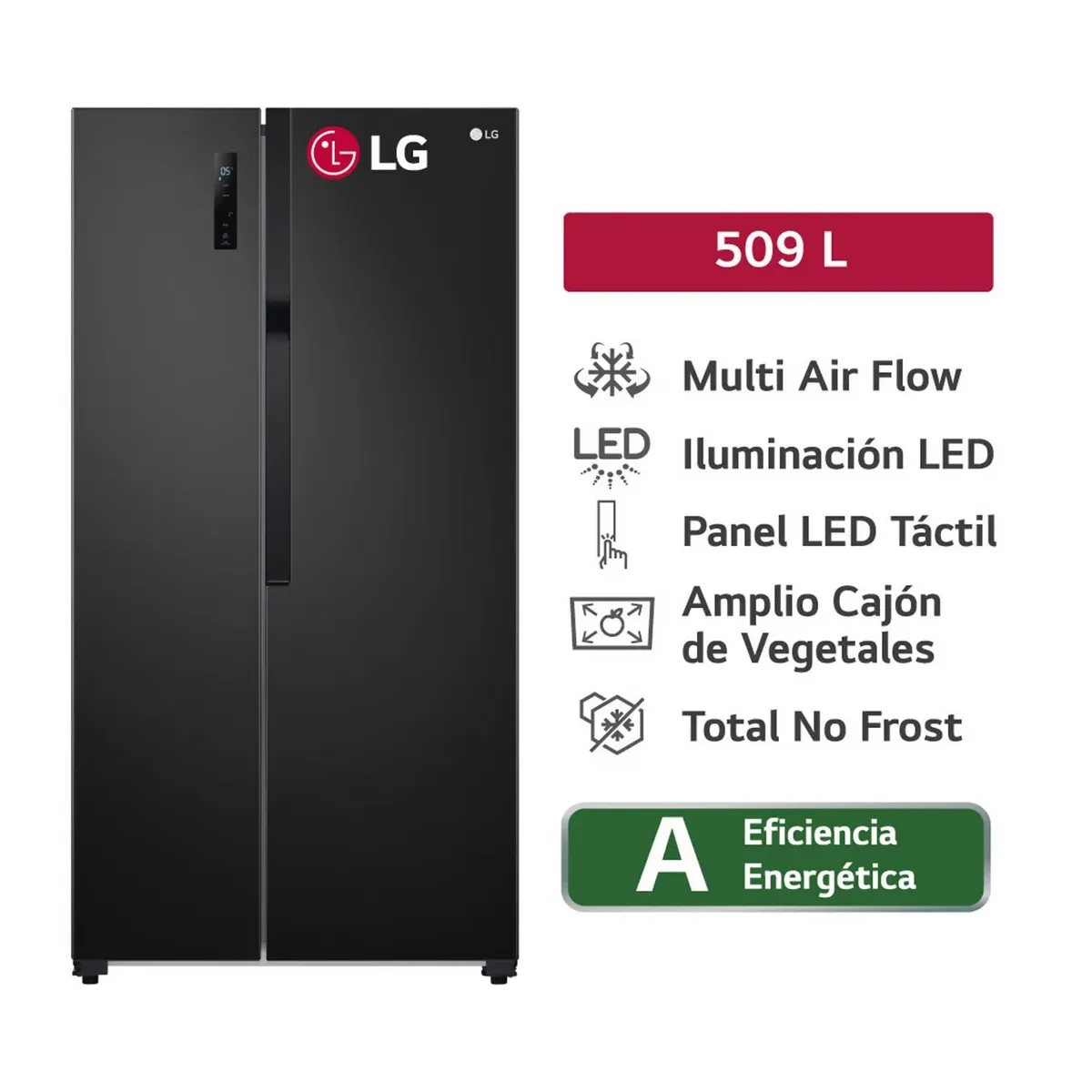 LG - Refrigeradora LG 509 L side by side no frost  GS51MPD negro_.