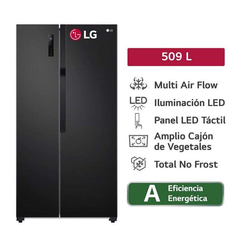 LG - Refrigeradora LG 509 L side by side no frost  GS51MPD negro