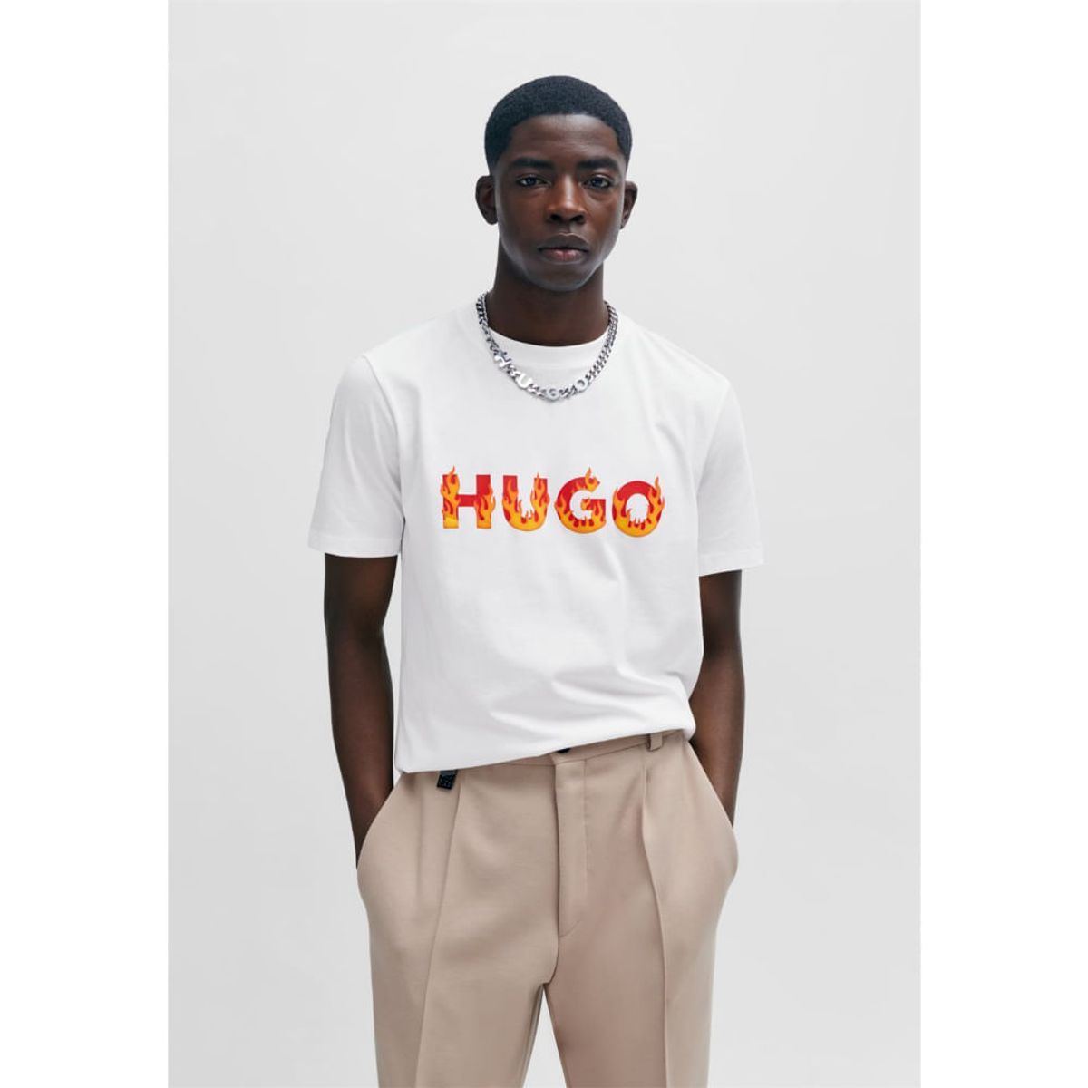 HUGO BOSS - Hugo - Polo de punto de algodón con logo en llamas