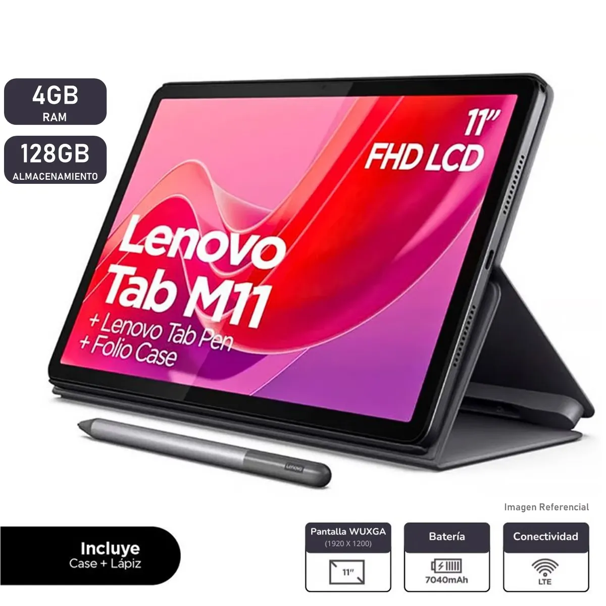 LENOVO - Tablet Lenovo Tab M11 WIFI 128GB 4GB IPS OctaCore Lapiz + Funda