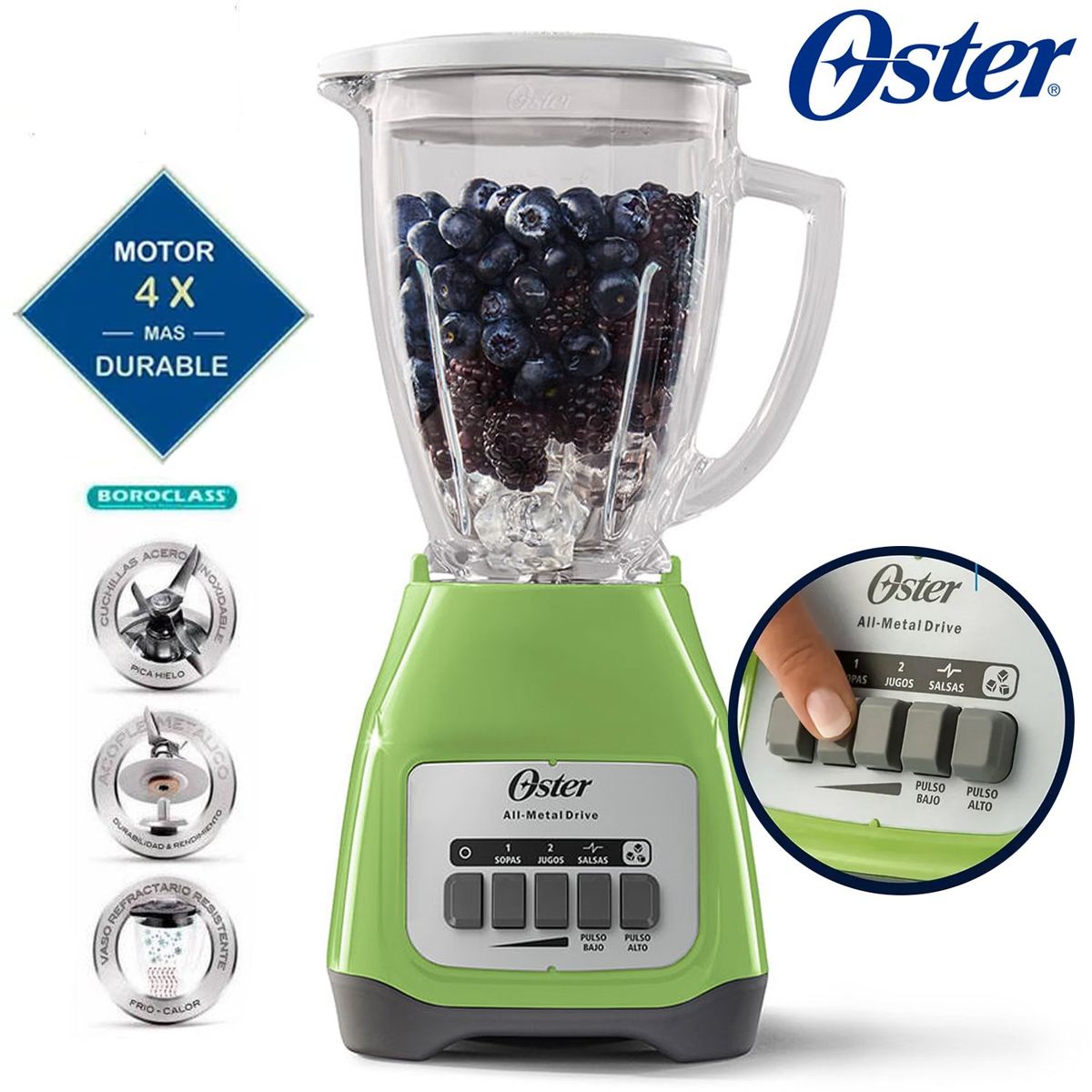 OSTER - Licuadora 2V más Pulso 1 25lt BLSTKAG-KPB