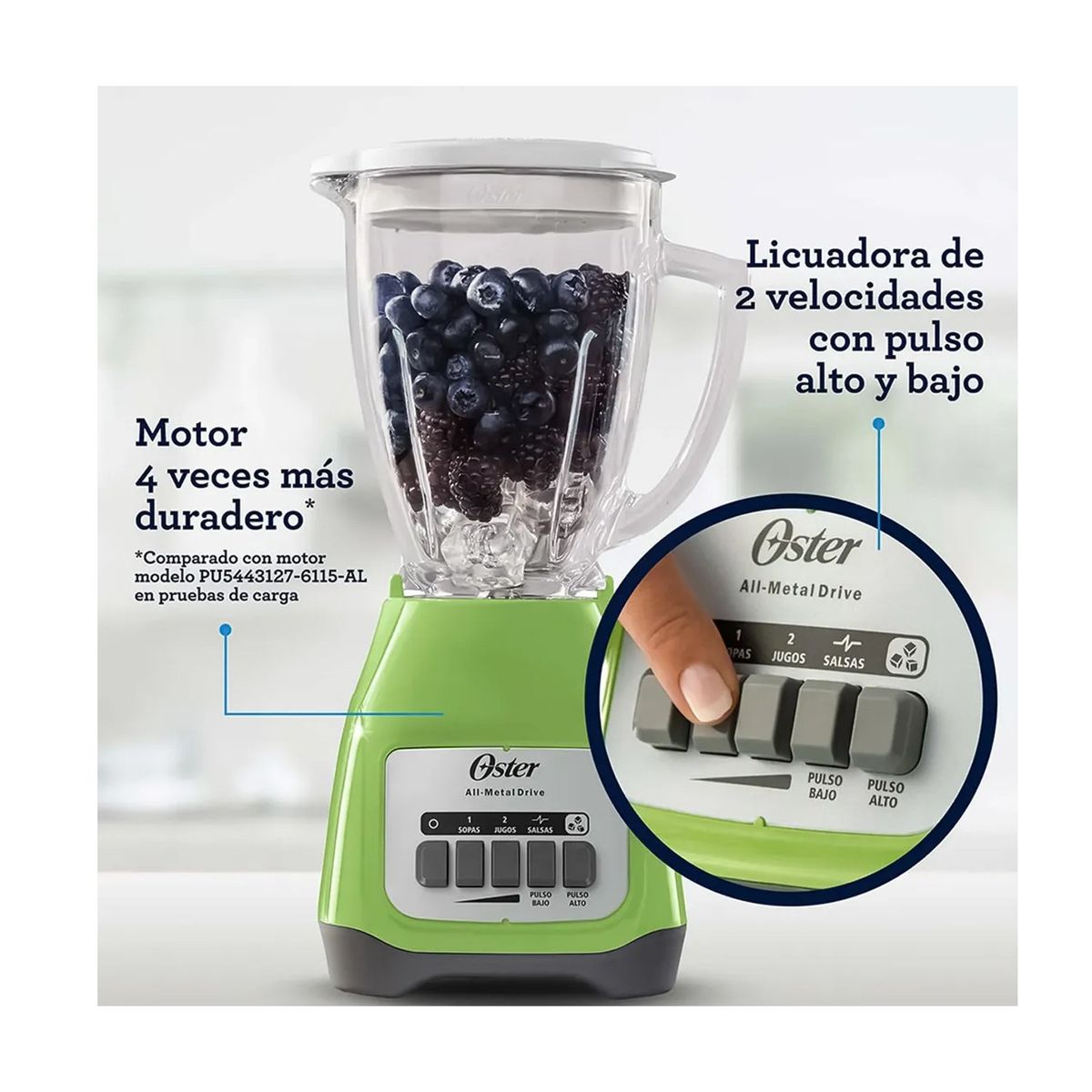 OSTER - Licuadora 2V más Pulso 1 25lt BLSTKAG-KPB