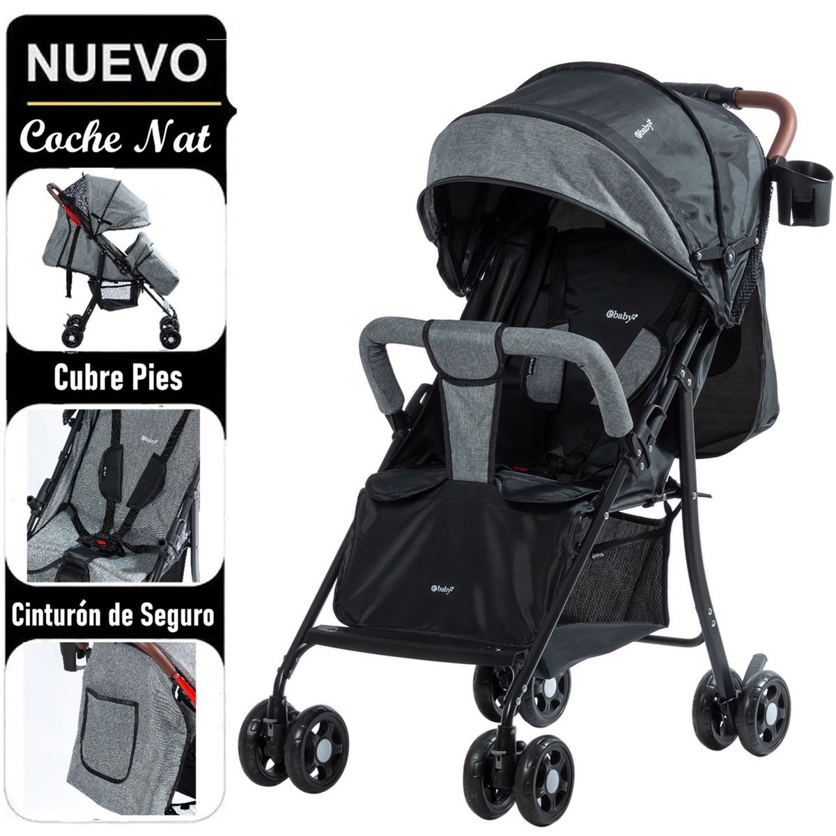 EBABY - Coche de Paseo Nat Negro