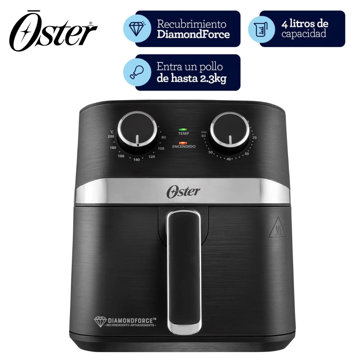 OSTER - Freidora de Aire Oster 4L con Recubrimiento Diamond Force CKSTAF401MDF